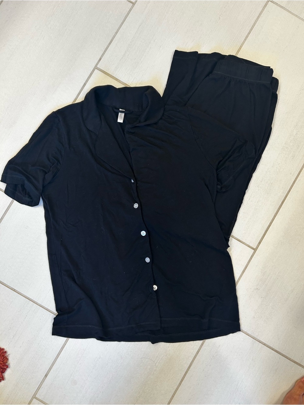 Goosebumps Black Short Sleeve Button Front Top and Pants Set